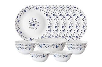 Larah by Borosil Helena Opalware Dinner Set, 13 Pieces, White