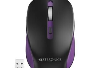 ZEBRONICS Jaguar, 2.4GHz, Wireless Mouse, 1600 DPI, Silent Operation, High Precision, 4 Buttons, 3 DPI, Comfortable & Ergonomic Design, for Mac | Laptop | Computer (Purple)