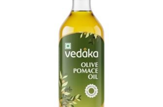 Amazon Brand – Vedaka Olive Pomace Oil | 1 L | Contains MUFA | Ideal for Frying, Roasting & Baking | Cooking Oil for Daily Use | No Artificial & No Added Preservatives