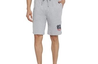 Van Heusen Athleisure Men Knit Shorts – Cotton Rich – Smart Tech, Easy Stain Release, Anti Stat, Ultra Soft, Quick Dry_50007_Grey Melange_S