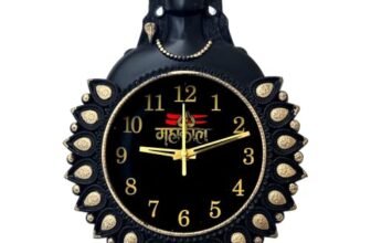 Fm craft Mahakal Lord Shiva Decorative Wall Clock | Spiritual Shiv Ji Analog Quartz Timepiece | Antique Black & Gold Finish |Wall Décor for Living Room, Pooja Room, Office & Housewarming Gift
