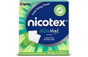Cipla Nicotex Nicotine Sugar Free Gums 2mg | Helps to Quit Smoking | WHO – approved Therapy | 9 Gums each pack | Pack of 4 (Ultra Mint)