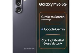 Samsung Galaxy M36 5G Mobile (Velvet Black, 6GB RAM, 128GB Storage) | Google Gemini| Gorilla Glass Victus+ | 7.7mm | AI Enhanced 50MP OIS Triple Camera| Nightography| Lag-free Gaming | Without Charger
