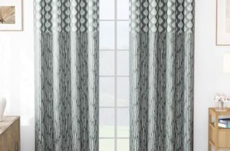 MollisHomes Door Curtains 9 Feet Pack of 1, Damask, Grey & White