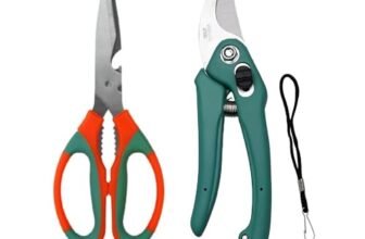 Ocean Mart Combo – Hand Pruner Cutter (1 Pc) & Gardening Scissors (1 Pc) | Heavy Duty Garden Tool & Multipurpose Scissors for Plants, Kitchen, Crafts, Fabric, Trimming & More
