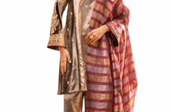 FIORRA Women Brown Ice Velvet Embroidered Kurta Set with Dupatta SET0261