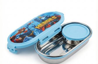 TRUEMATE SERVEWARE Kids Steel Lunch Box 2 Containers Stainless Steel School Lunch Box(800 ml)