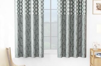 MollisHomes Window Curtains 5 Feet Pack of 1, Damask, Grey & White