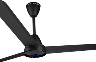Colorbot Helix BLDC Remote Controlled | Highspeed |LED|Reverse Mode| AeroQuiet+ Technolog with 4 Year Warranty BLDC Motor with Remote, With LED Indicators 1200 mm Ceiling Fan(5 Star | Charcoal Black | Pack of 1)