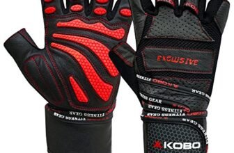 Kobo WTG-13 Professional Leather Gym Gloves for Fitness/Functional Training Hand Protector (Small)