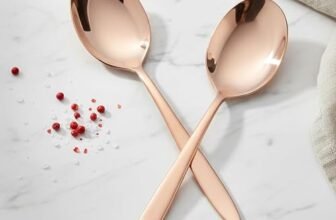 BLACKCARROT Rosegold Serving Spoon Set of 2 | 4mm Thickness, 304 Food Grade Stainless Steel, Dishwasher Safe | Elegant Serving Spoons for Dining & Gifting