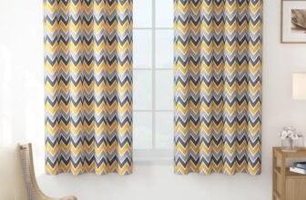 MollisHomes Window Curtains 5 Feet Pack of 1, Chevron, Yellow & Grey