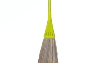 UMD Natural Grass Broom with 5 Finger Design, 4ft Long Handle, Wide Flat Head, Low Dust Technology, Medium Weight for Home and Office Floor Cleaning (1)