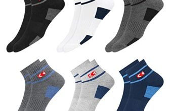 KOPNHAGN Cotton Sports Socks Men With Cushion, Stripe Design, Quarter Length, Pack Of 6 (Free Size, Multi-Coloured)