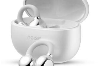 Noise Air Clips Wireless Open Ear Earbuds with Chrome Finish, AirWave™ Technology,Up-to 40H Playtime, Dual Device Pairing, Quad Mic with ENC,12mm Driver,BTv5.4 (Pearl White)