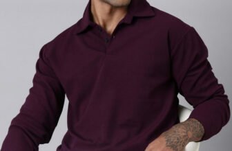 LEWEL Solid Men Polo Neck Maroon T-Shirt