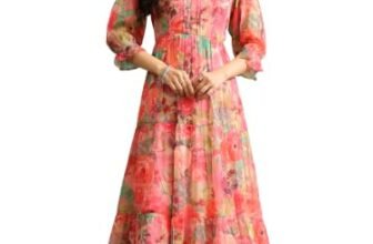 Libas Floral Floral Chiffon Fit and Flare Dresses