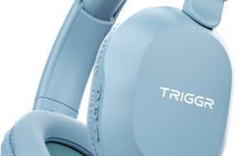 TRIGGR Trinity Neo with 80H Playtime, Dual Pairing, ENC, Fast Charging, Bluetooth v6.0 Bluetooth(Glacier Blue, On the Ear)