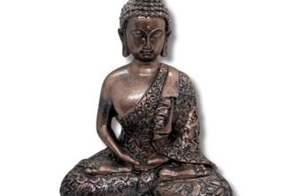 Popsee 7 Inch Meditating Buddha Idol Statue for Home Temple, Living Room, Office Desk| Peaceful Sitting Buddha Figurine for Meditation, Positive Energy| Symbol of Peace, Wisdom and Harmony Ideal Gift