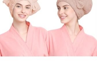 Cortina Microfiber Hair Towel Cap, Soft Absorbent Quick Drying Cap for Curly Thick Hair, Wrap Cap for Women Girls-Pack of 2, Lt. Pink-Lt. Brown