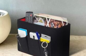 PrettyKrafts Multi-Utility Felt Desk Organizer – Foldable Magazine & File Holder, 4-Compartment Stationery Sorter for Home & Office (Black)