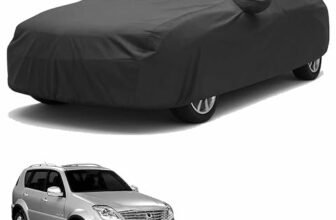 Sulfar 100% Water Resistant Car Body Cover Compatible with Mirror for SsangYong Rexton (Triple Stitched, Full Bottom Elastic, Dark Grey)