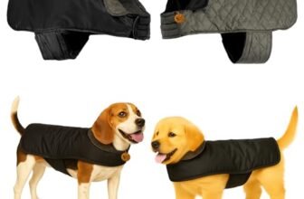 Sage Square Reversible Quilted Dog Winter Coat Jacket – Windproof, Waterproof, Pet Apparel, Insulated, Soft & Snug, Adjustable, Warm & Cozy for Indoor/Outdoor (Quilt Black, XL – 20 Inch)