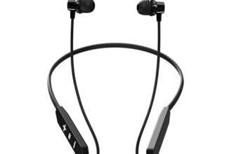 OOGE Tune 22 Neckband Bluetooth Earphones (Black) with 80H Playtime, AI ENC for Calls, Type-C Fast Charging, Bluetooth v5.4, IPX3 Water Resistance, Metallic Buttons, Sleek Design, 3000H Standby