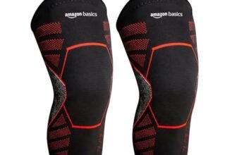 Amazon Basics Nylon Knee Support | Lightweight Knee Sleeve for Men and Women | Stretchable | for Sports, Fitness and Daily Use | Pack of 2 | Black, S