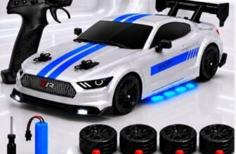 GRAPHENE 1:24 RC 4X4 Ghost Drift Stunt Racing Toy Car for Kids 4WD Remote Control High Speed Sports Lights Premium Extra 4 Rubber Tyres Cones Collectible Miniature Birthday Gift Boys Girls 4+White