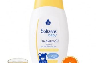 Softsens Baby Tear-Free Shampoo 200ml | pH 5.5 | Enriched with Castor Oil | Ultra-Mild,Dermatologically, Hypoallergenic, Paraben & Sulfate-Free Formula for Babies