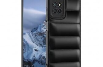 YAPZONE Puffer Case for Realme 7 Pro, Protective Quilted Soft Touch Silicone Back Cover, Luxury Padded Down Jacket Style Design, Shockproof & Easy Grip, Black
