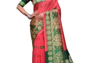 Kanooda Prints Art Silk Saree for Women with unstitched Blouse Piece | Festive & Wedding Occasion Saree