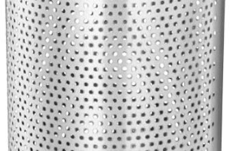 Amazon Brand – Solimo Stainless Steel Perforated Dustbin 8″ X 12″ – Open-Top, Ss; Silver