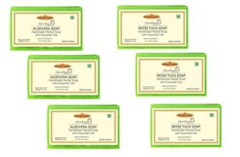 Herbigiri Khadi Antiseptic And Moisturising Bathing Soap With Aloe Vera, Neem And Tulsi |For Smooth, Soft & Nourished Skin, 125G (Pack Of 6)