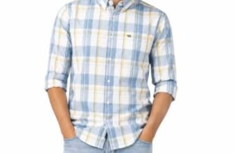 Youth First Men’s Cotton Blend Casual Shirt | Regular Fit Solid Full Sleeve Button Down Collared Shirts | Comfortable Formal Office Business Casual for Men