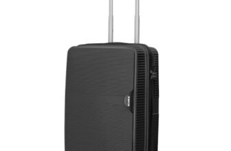 HRX Parabola Cabin Size Haileys Black Polypropylene Hard Shell Suitcase – Premium Travel Trolley Bag with 8 Spinner Wheels, Number Lock & Water Resistant Body