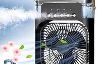 Enfogo (Lifetime Manufacturing Defect Warranty) Portable Air Conditioner Fan. Perfect for shops,offices this USB-powered mini AC is a desk fan,portable humidifier_Multicolor