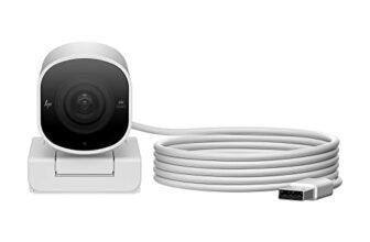 HP 960 4K Streaming Webcam, 4K 30fps or 1080p 60fps, STARMIS CMOS Sensor, 8MP, 100 deg Diagonal Field of View, autofocus, Dual mic, Universal mounting Clip, Tripod Mount, 360 deg Swivel, 90 deg tilt