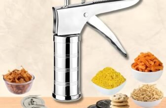 ADIMORA‎ Stainless Steel 15-in-1 Kitchen Press Sev Sancha with 15 Jali Discs – Murukku, Chakli, Sev, Bhujia, Gathiya & Idiyappam Maker | Noodles & Cookie Press | Heavy Duty Snack Maker…