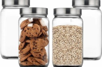 Optiq Glass Pickle Jar  – 1000 ml(Pack of 4, Silver)