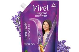Vivel Fragrant Body Wash, Lavender & Almond Oil Shower Gel, 350 ml Supersaver Refill Pouch, Moisturizing Bodywash, Soft & Smooth Skin, Effective Cleansing, For Women & Men