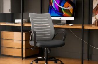 CELLBELL Desire C104 Ergonomic Mesh Office Chair for Home & Office | Mid Back Computer Chair with Adjustable Support, Smart Tilt Lock, Height Adjustment, Metal Base & 360° Swivel Wheels (Grey)