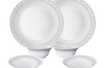 Larah by Borosil Classic Opalware Dinner Set, 6 -Piece, White