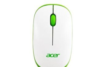 acer Flow Wireless Mouse | 1600 DPI Optical Sensor | 2.4GHz Wireless with USB Nano Receiver | Ergonomic Lightweight Design | Smooth Tracking for Laptop, PC & Mac – White/Green