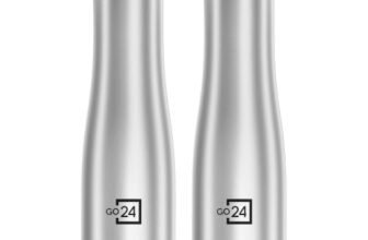 Go24 pexpo Monaco 1000 ISI Certified Stainless Steel Sports/Fridge Water Bottle, 970ml, Silver, Pack of 2 | Eco Friendly | BPA Free | Water Bottle for Office, Gym, School, Yoga, Trekking, Adults&Kids