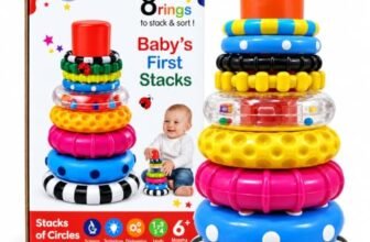 GRAPHENE 8 Stacking Ring Game Toy for Babies 6+ Months STEM Learning Circle Rattle Sound Educational Colour Recognition Brain Development Montessori Fine Motor Skills Birthday Gift Boys Girls Kids