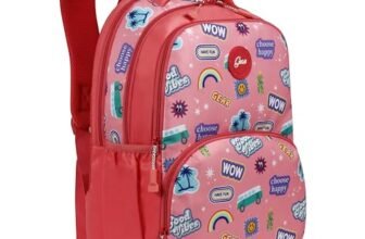 Gear Wow 17″/25L Medium Water Resistant School Bag/Casual Backpack/Daypack/4 Compartment Travel Backpack/Kids Bag for Girls – Pink