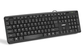 FRONTECH Wired Keyboard | Membrane Keys with Retractable Stands | USB Plug & Play | Ergonomic & Comfortable Design | 1 Year Warranty (FT -1672, Black)