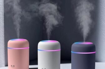 Gikzol H2O Diffuser with Colorful LED Lights for Home Office & Small Rooms, Portable Cool Mist Small Quiet Air Humidifier for Aroma Therapy, Ultrasonic Essential Oil Diffuser for Moisture (Random)